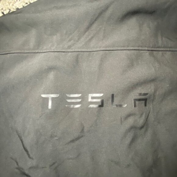 Tesla Men's Black Soft Shell Jacket Logo Full Zip Large Employee Windbreaker - Picture 10 of 15